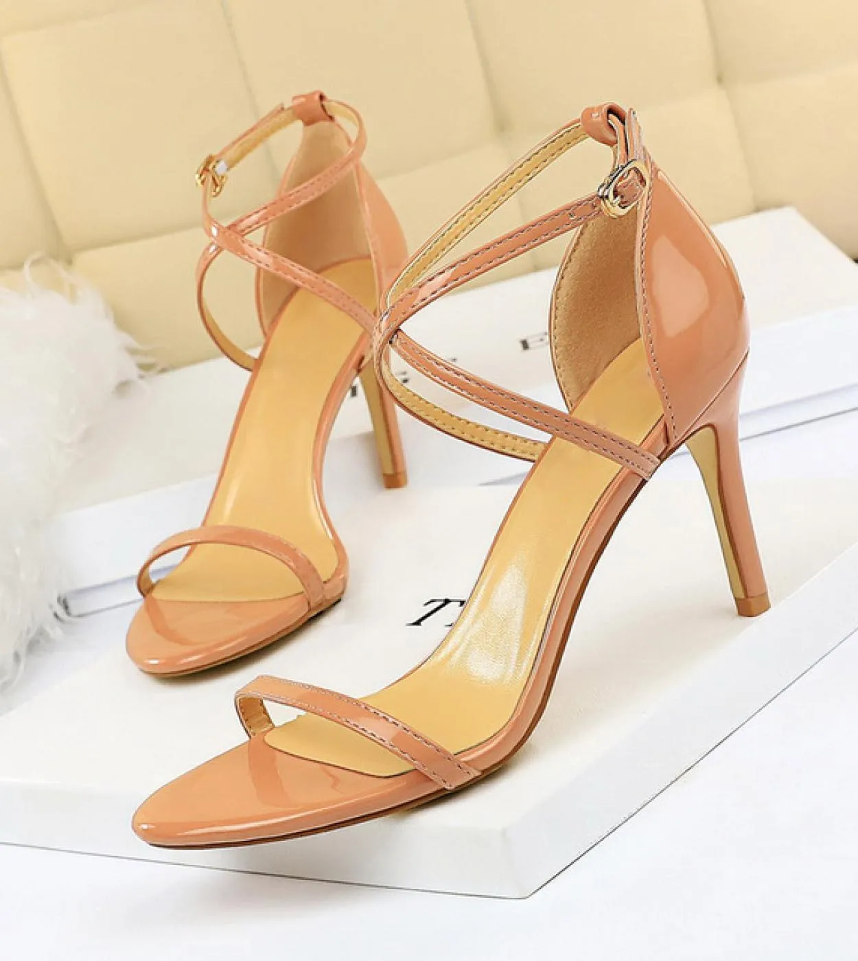 Sandali con tacco donna Summer Fetish 8cm 11cm Tacchi alti Roman Gold Strappy Tacchi bassi Lady Gladiators Stiletto Stripper Par