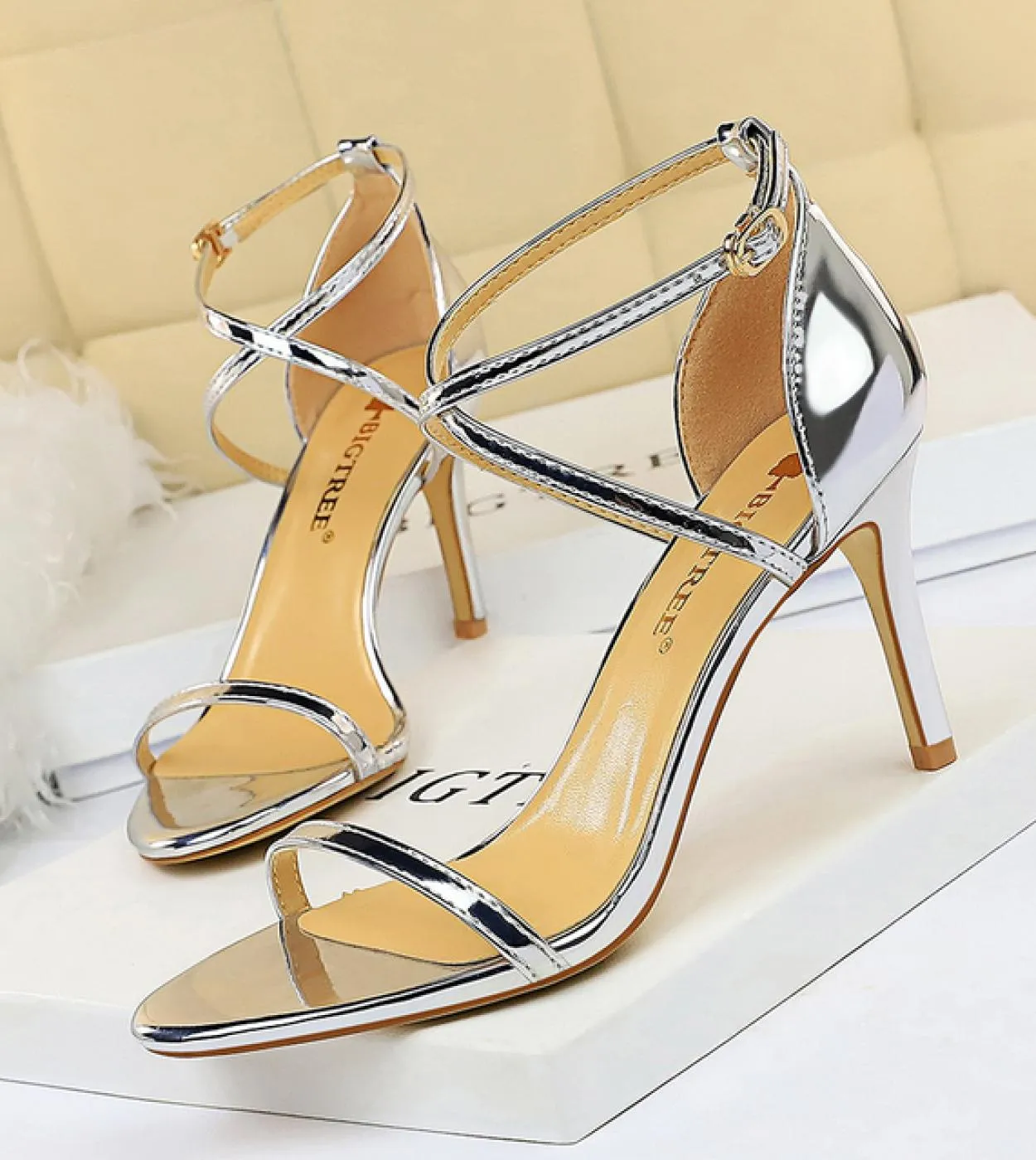 Sandali con tacco donna Summer Fetish 8cm 11cm Tacchi alti Roman Gold Strappy Tacchi bassi Lady Gladiators Stiletto Stripper Par