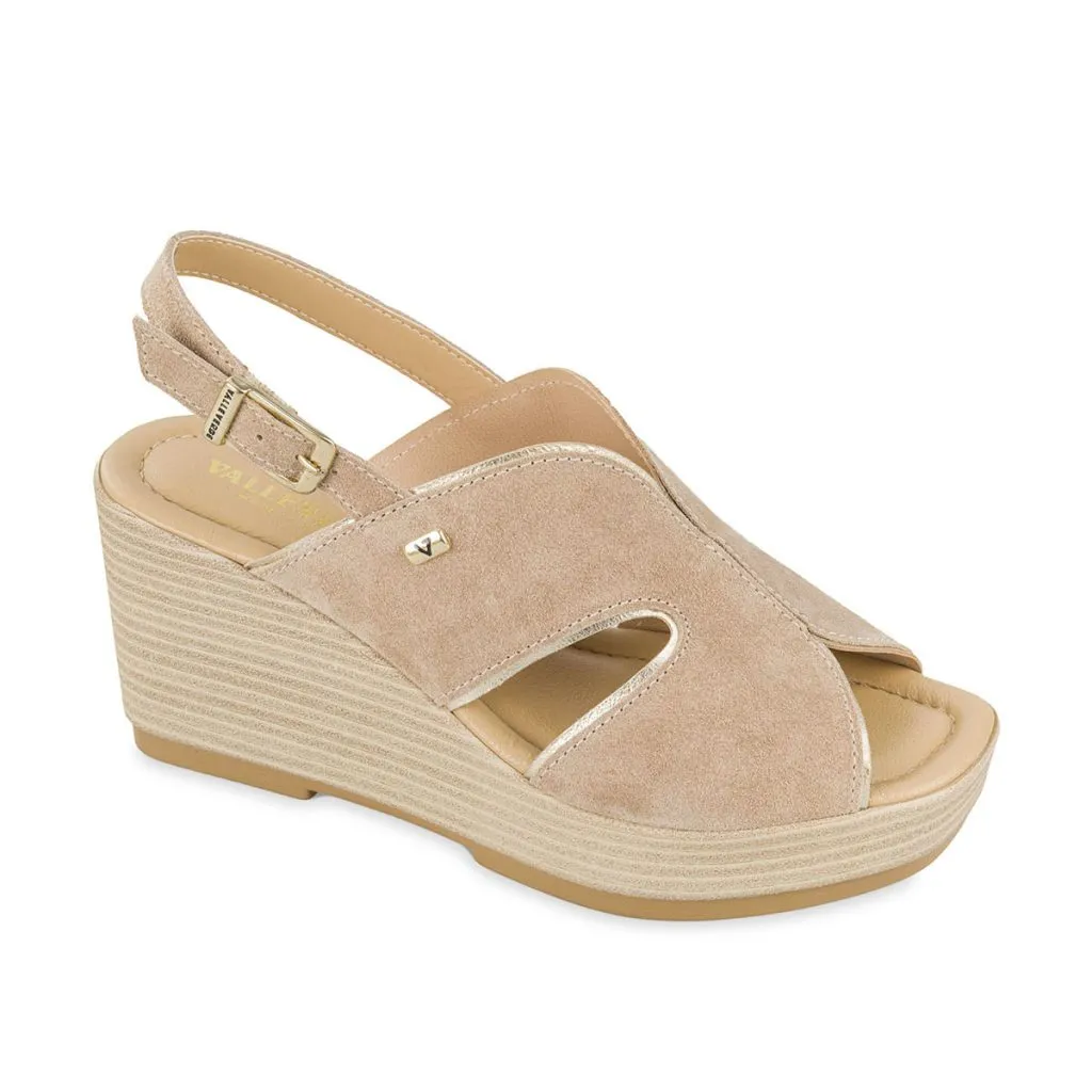 SANDALI SUEDE BEIGE TACCO ZEPPA