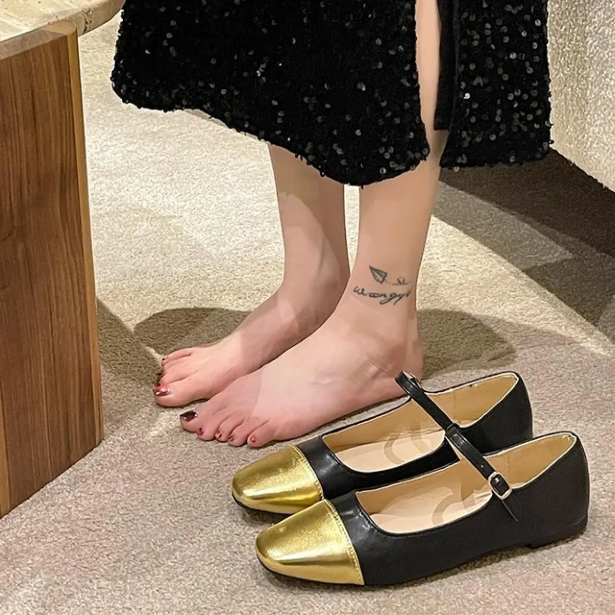 Scarpe basse da donna estive con fibbia quadrata comode ballerine morbide scarpe basse da balletto con punta quadrata Jane scarp