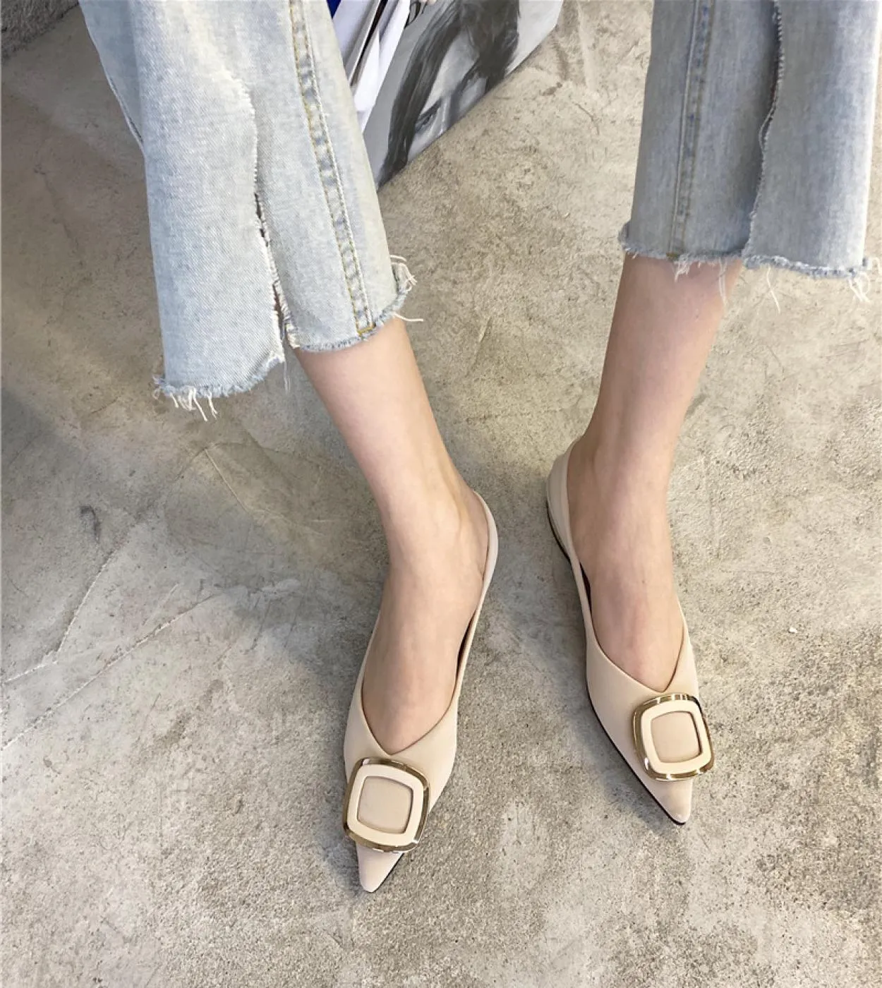 Scarpe con tacco basso da donna con fibbia quadrata Décolleté in pelle con punta a punta Primavera Novità Scarpe da lavoro da do