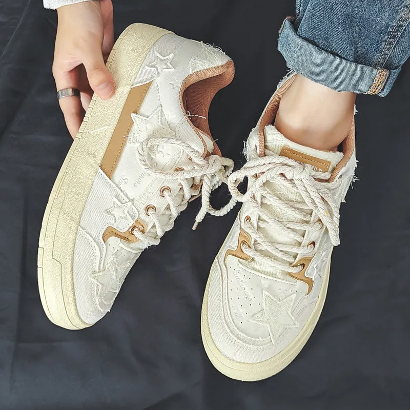 Scarpe da skate piatte in tela patchwork moda uomo