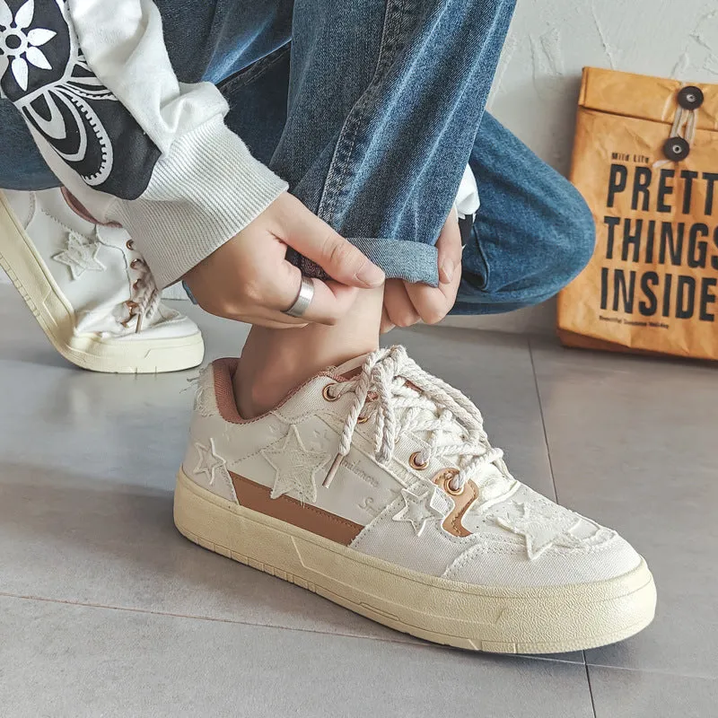 Scarpe da skate piatte in tela patchwork moda uomo