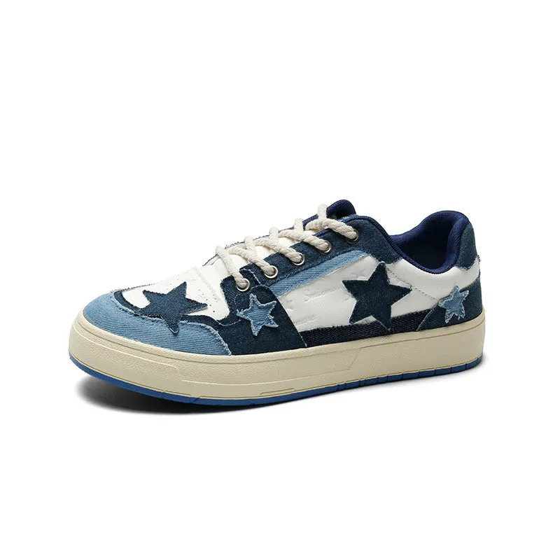 Scarpe da skate piatte in tela patchwork moda uomo