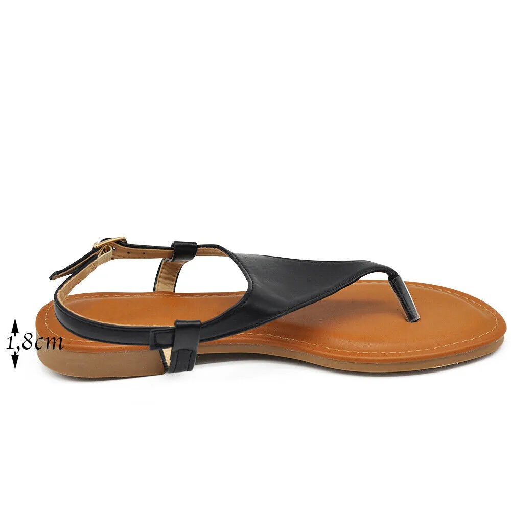 Scarpe Sandali Estivi Infradito Bassi Da Donna 2205 nero bianco arancione