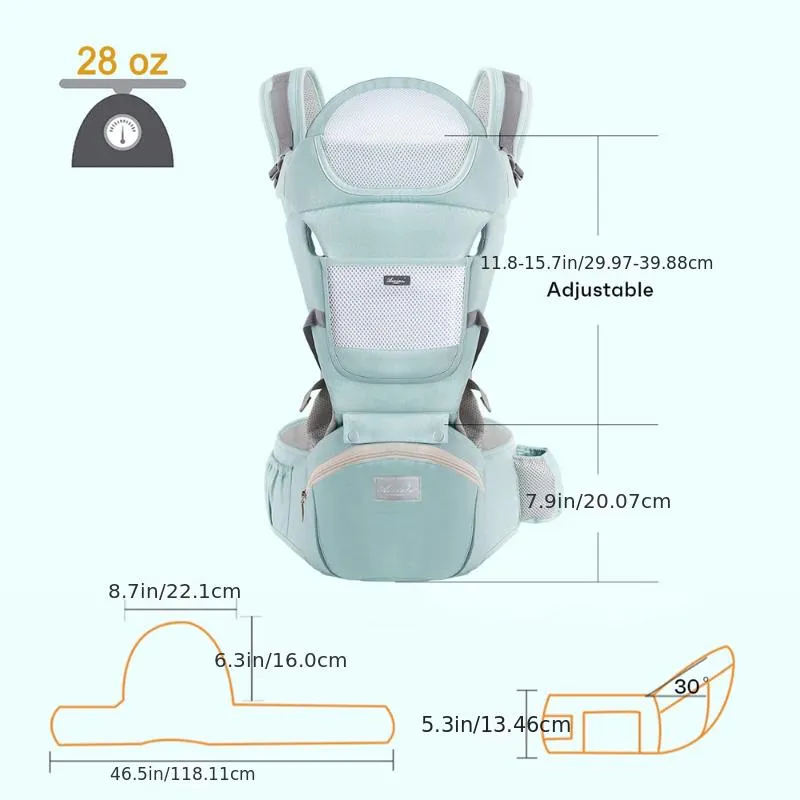 Sgabello in vita per marsupio con borsa portaoggetti, fascia a tracolla per canguro, fascia per neonati, zaino ergonomico, seggi