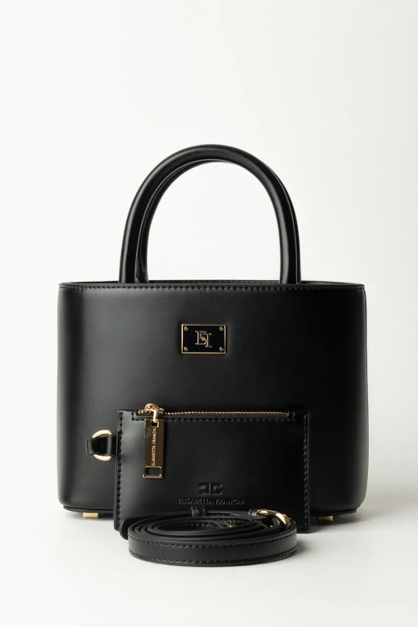 Shopper piccola con placca logo smaltata Nero