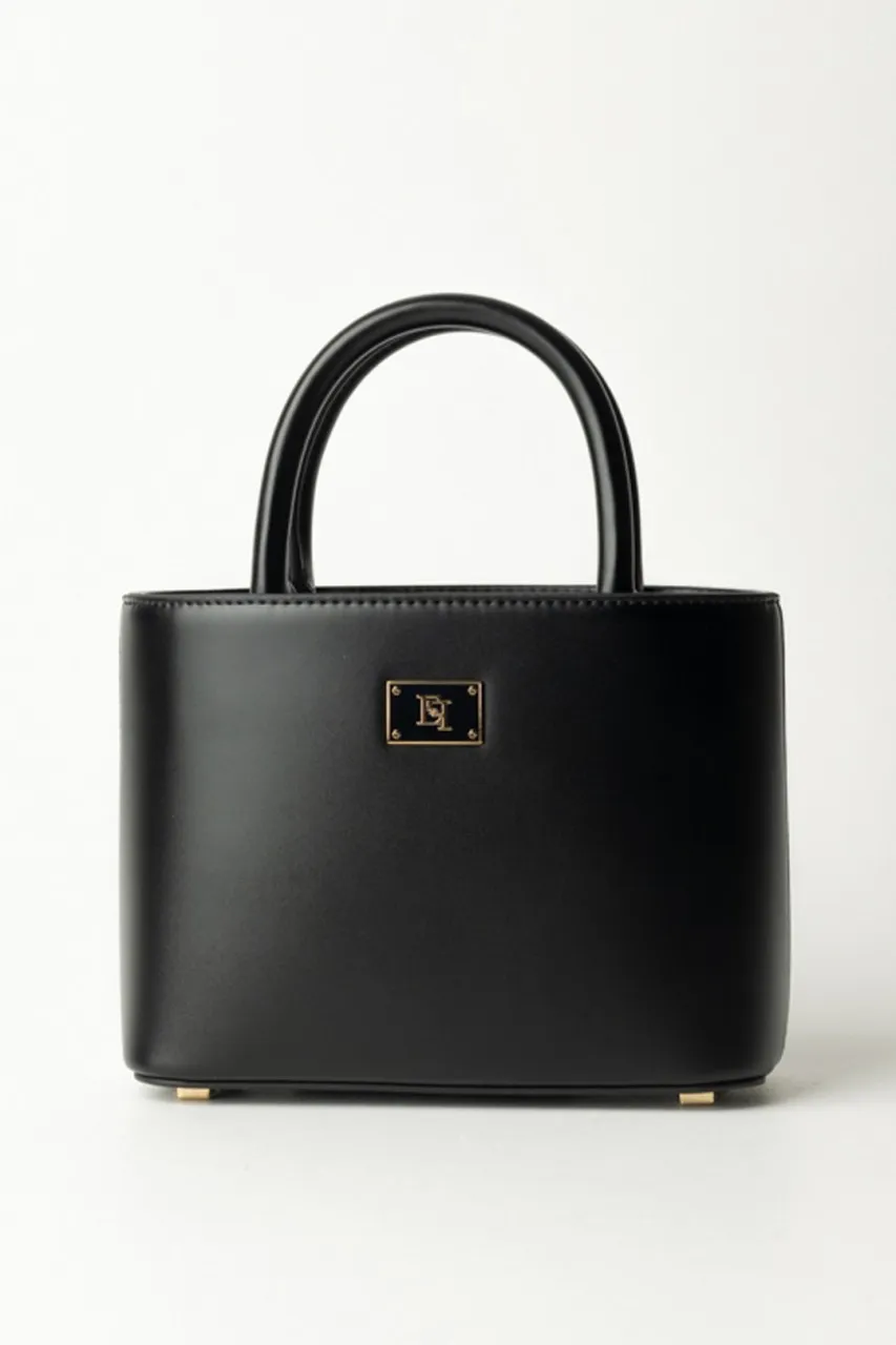 Shopper piccola con placca logo smaltata Nero
