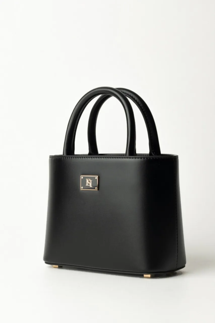 Shopper piccola con placca logo smaltata Nero
