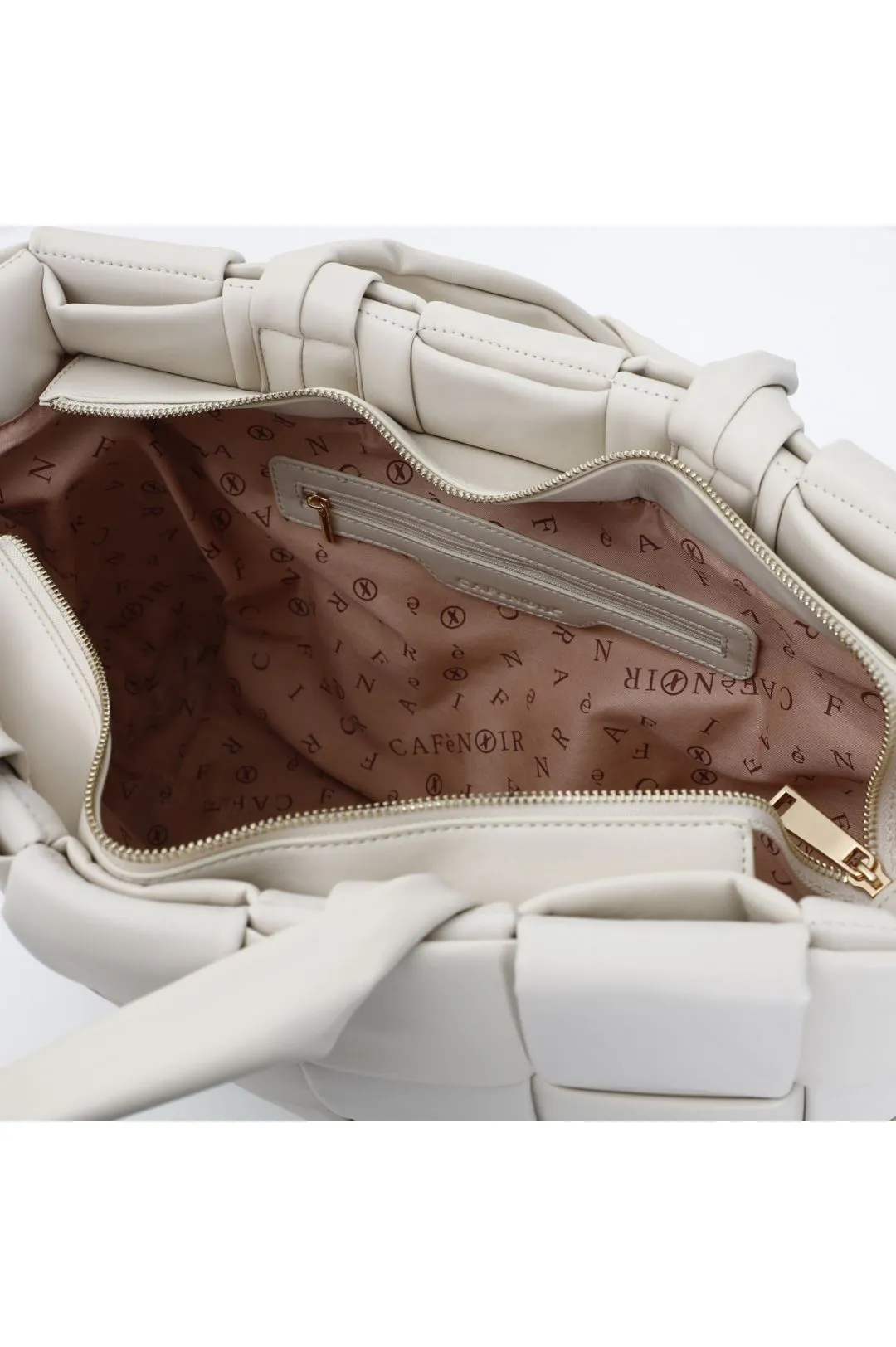 shopping con intreccio grande e chiusura con zip gesso