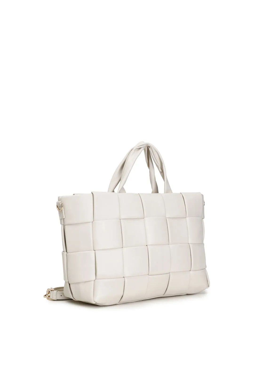 shopping con intreccio grande e chiusura con zip gesso