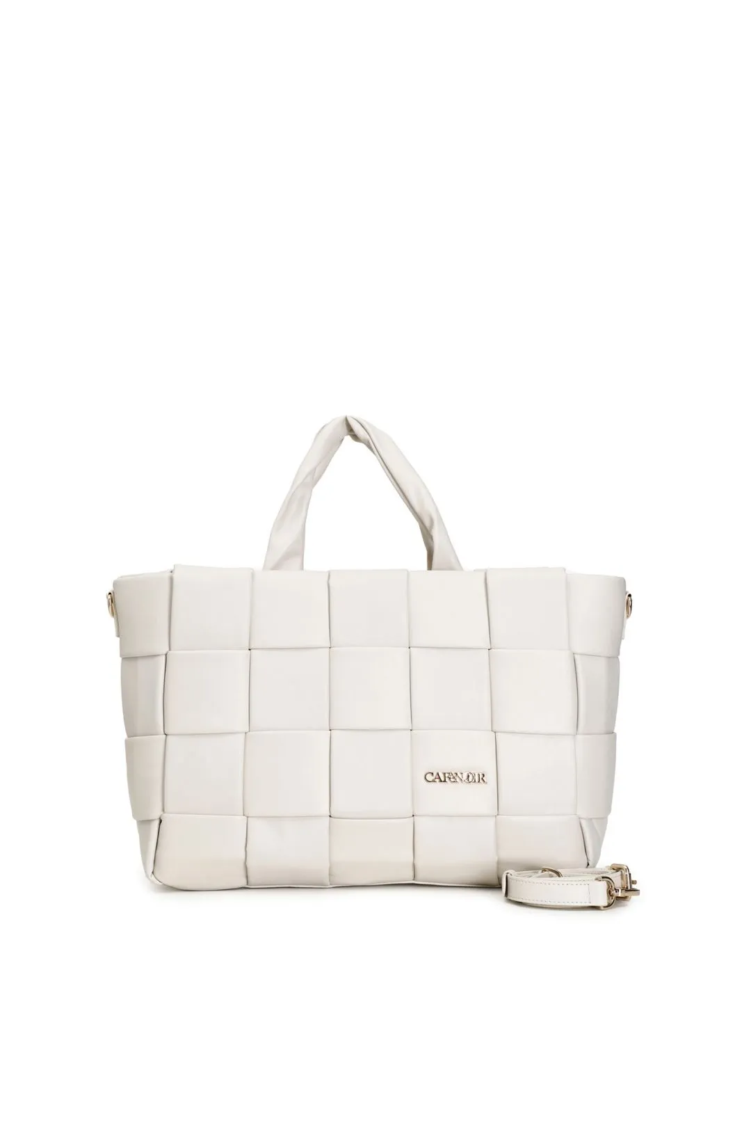 shopping con intreccio grande e chiusura con zip gesso