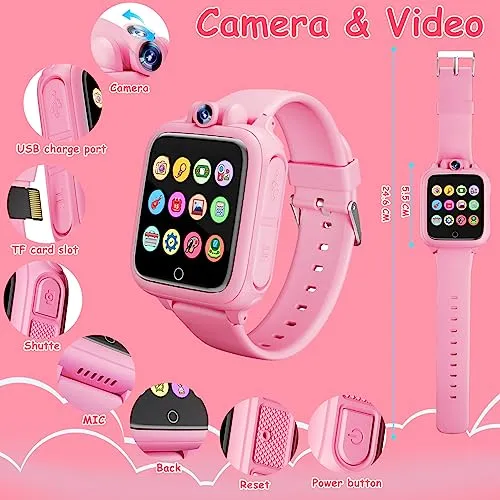 Smartwatch per Bambini, Orologio Intelligente Bambini, Regalo Bambini, Giochi per Bambini, Giocattoli Bambini 14 Giochi, Telecam