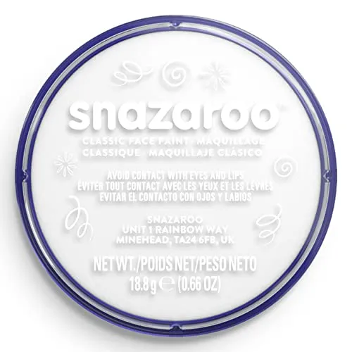 Snazaroo - Pittura Per Viso e Corpo, Trucchi da Viso per Travestimenti, per Bambini e Adulti, 18ML, Colore Bianco