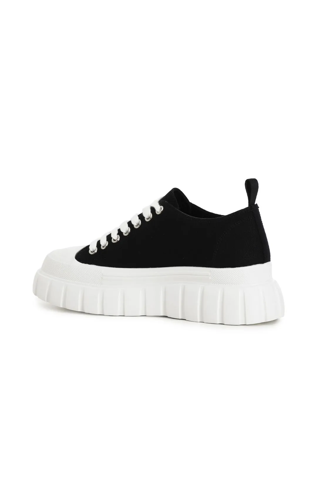 sneakers allacciate in tessuto con stampa logo laterale nero