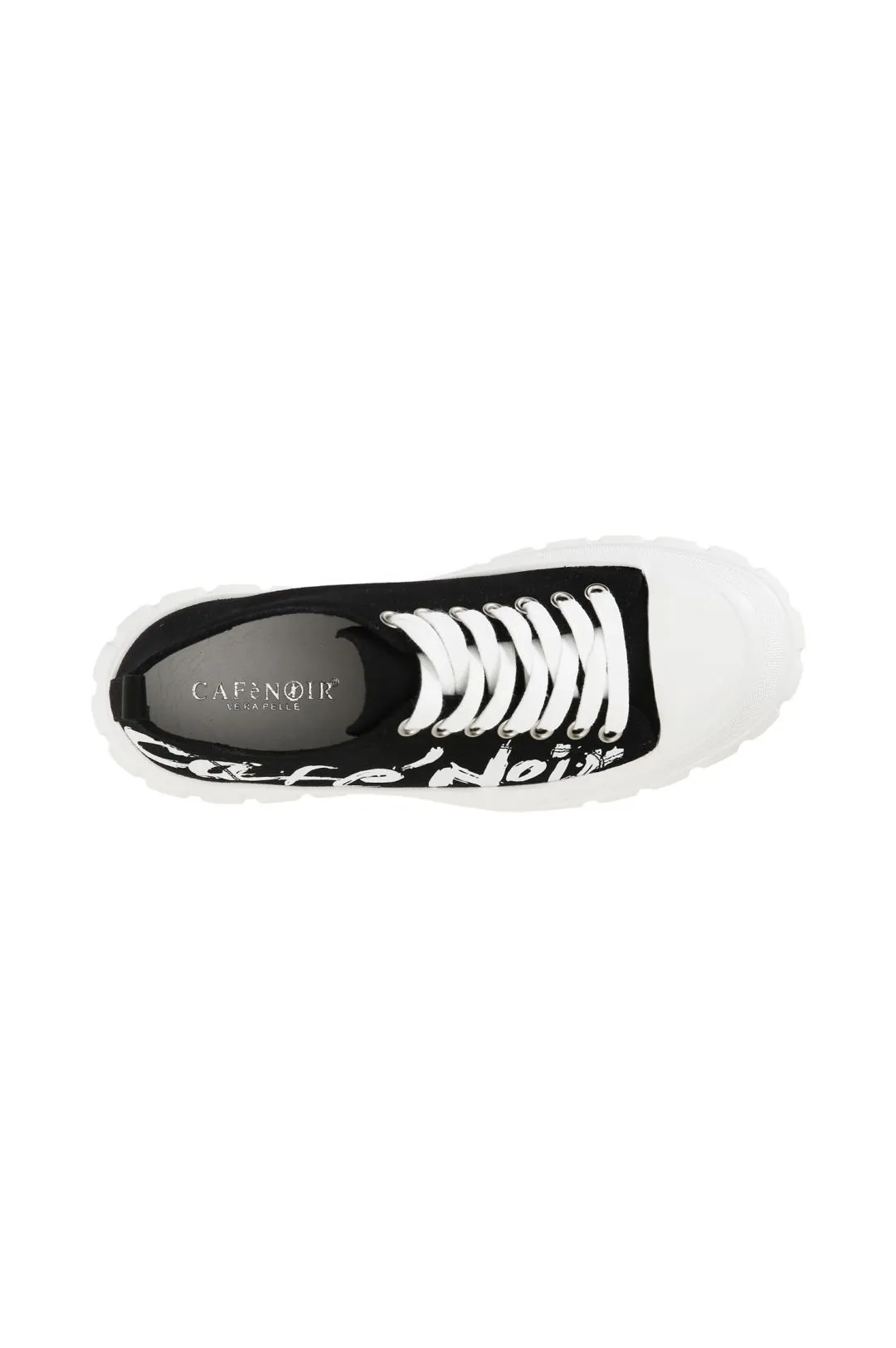 sneakers allacciate in tessuto con stampa logo laterale nero