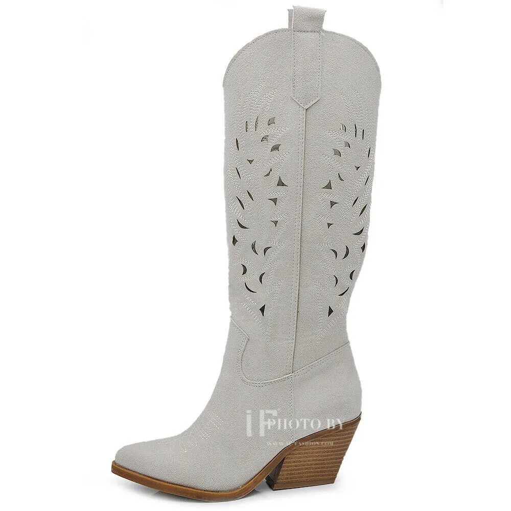 Stivali Camperos Texani Traforati Etnici Cowboy Primaverili Estivi Da Donna 80-8