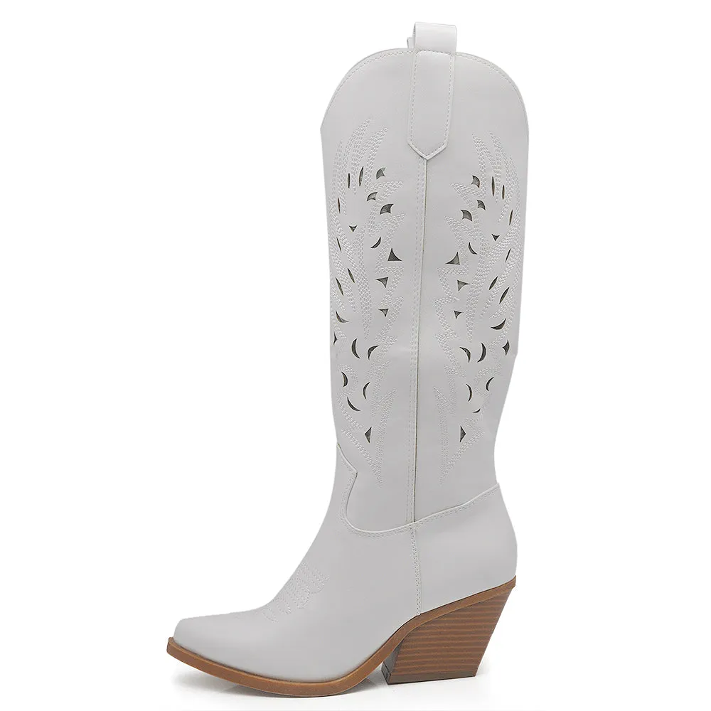 Stivali Camperos Texani Traforati Etnici Cowboy Primaverili Estivi Da Donna 80-8