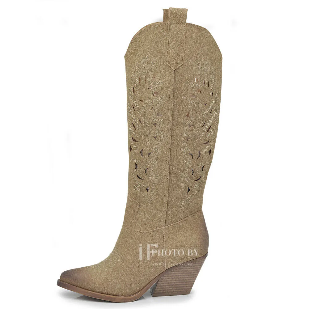 Stivali Camperos Texani Traforati Etnici Cowboy Primaverili Estivi Da Donna 80-8