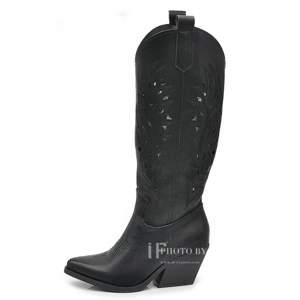 Stivali Camperos Texani Traforati Etnici Cowboy Primaverili Estivi Da Donna 80-8