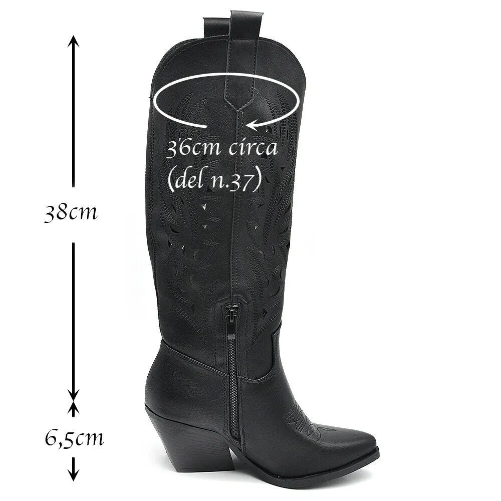 Stivali Camperos Texani Traforati Etnici Cowboy Primaverili Estivi Da Donna 80-8