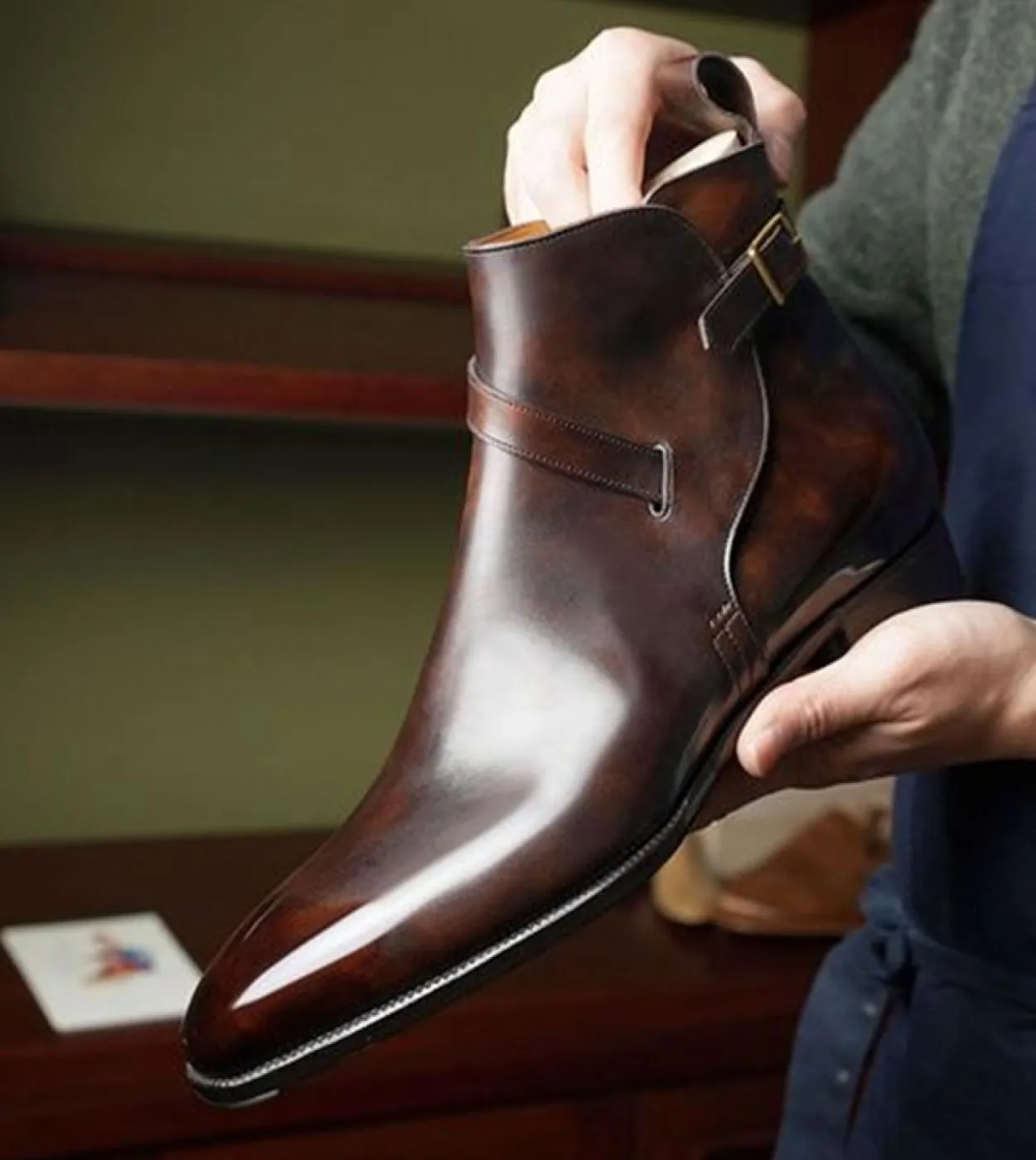 Stivali corti da uomo con cinturino con fibbia marrone Stivali da lavoro con punta quadrata per uomo con spedizione gratuita Zap
