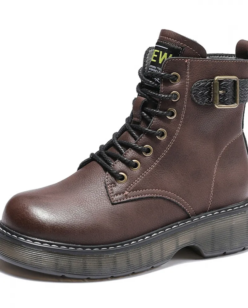Stivali da donna Autunno e inverno Nuovo stile Britannico Stile retrò Stivali Martin con lacci sul davanti Piattaforma con suola