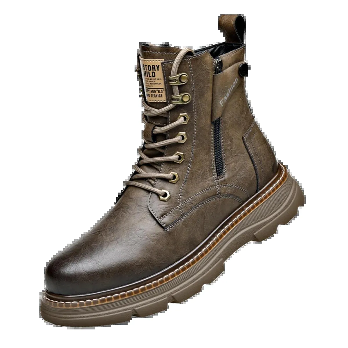 Stivali Martin Stivali da moto da cavaliere con suola spessa in morbida pelle a canna lunga Scarpe da lavoro Scarpe da uomo stil