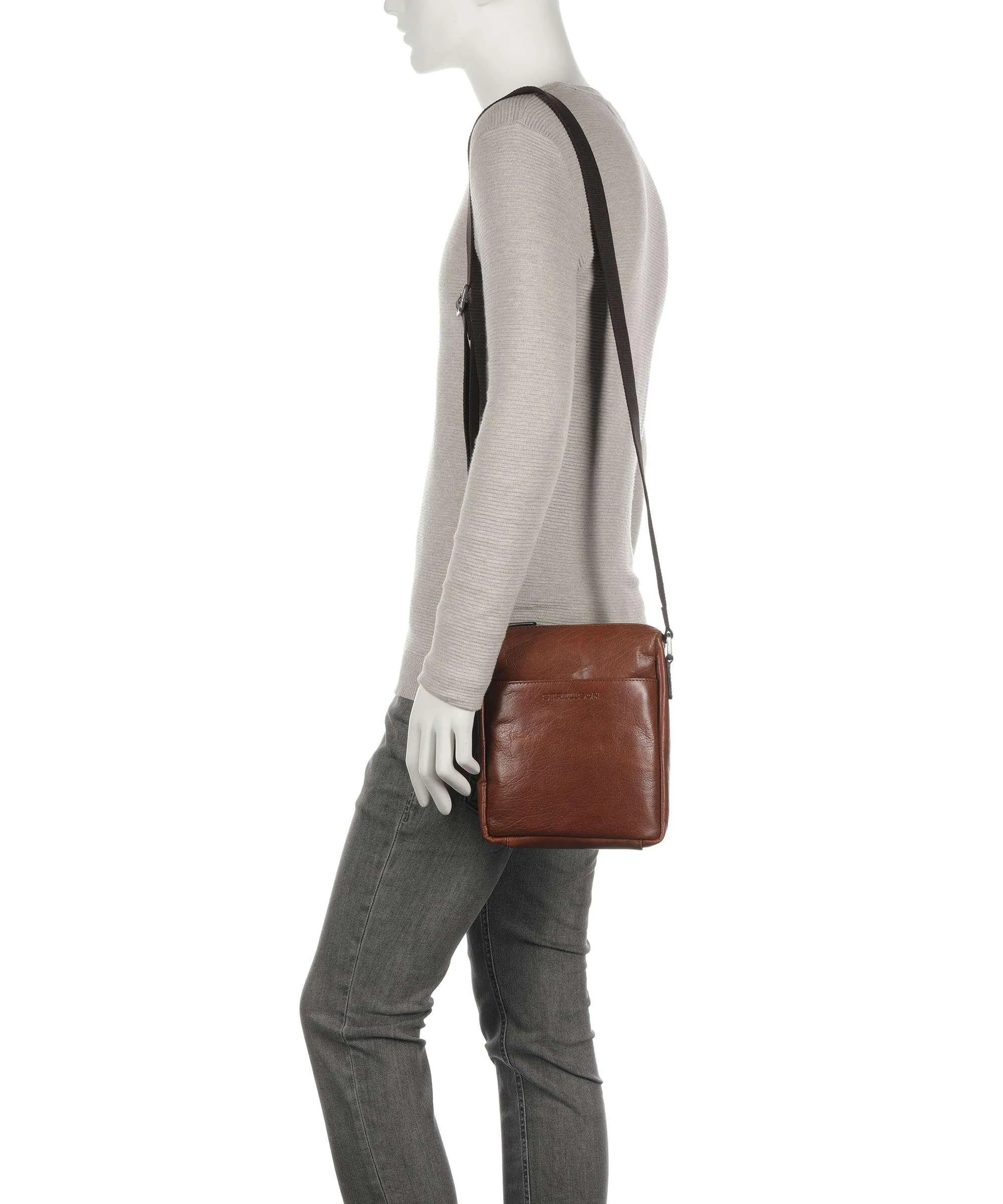  Strellson Kenley Olbin Borsa a tracolla pelle di bufalo cognac  