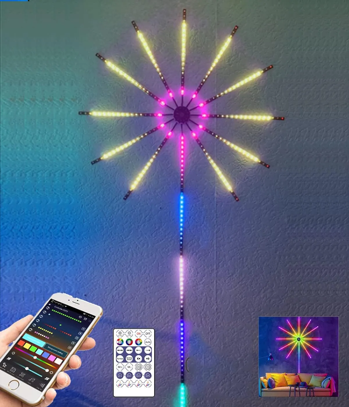 Striscia luminosa a LED, effetto fuochi d'artificio bluetooth
