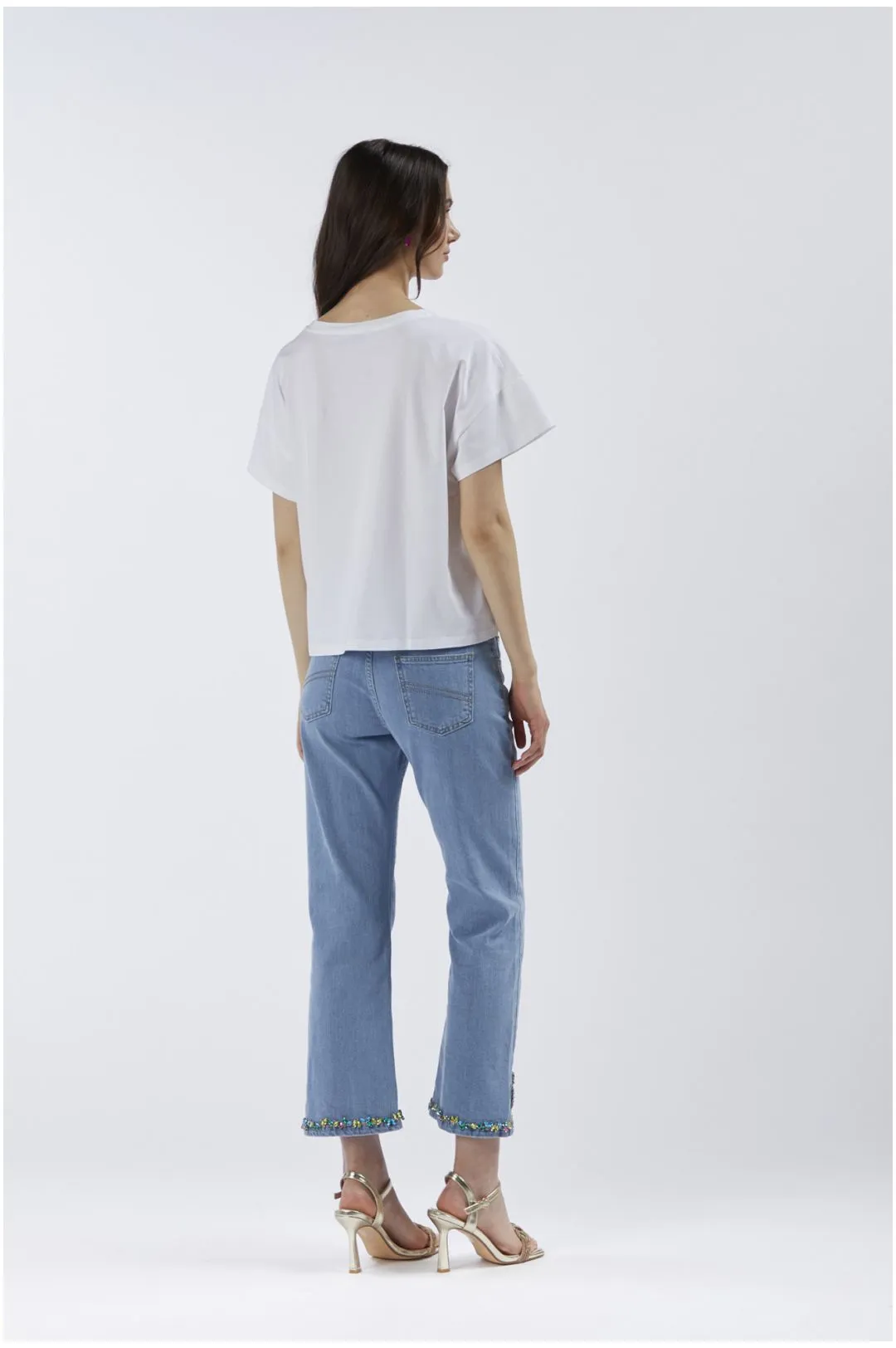 t-shirt con stampa borsa bianco