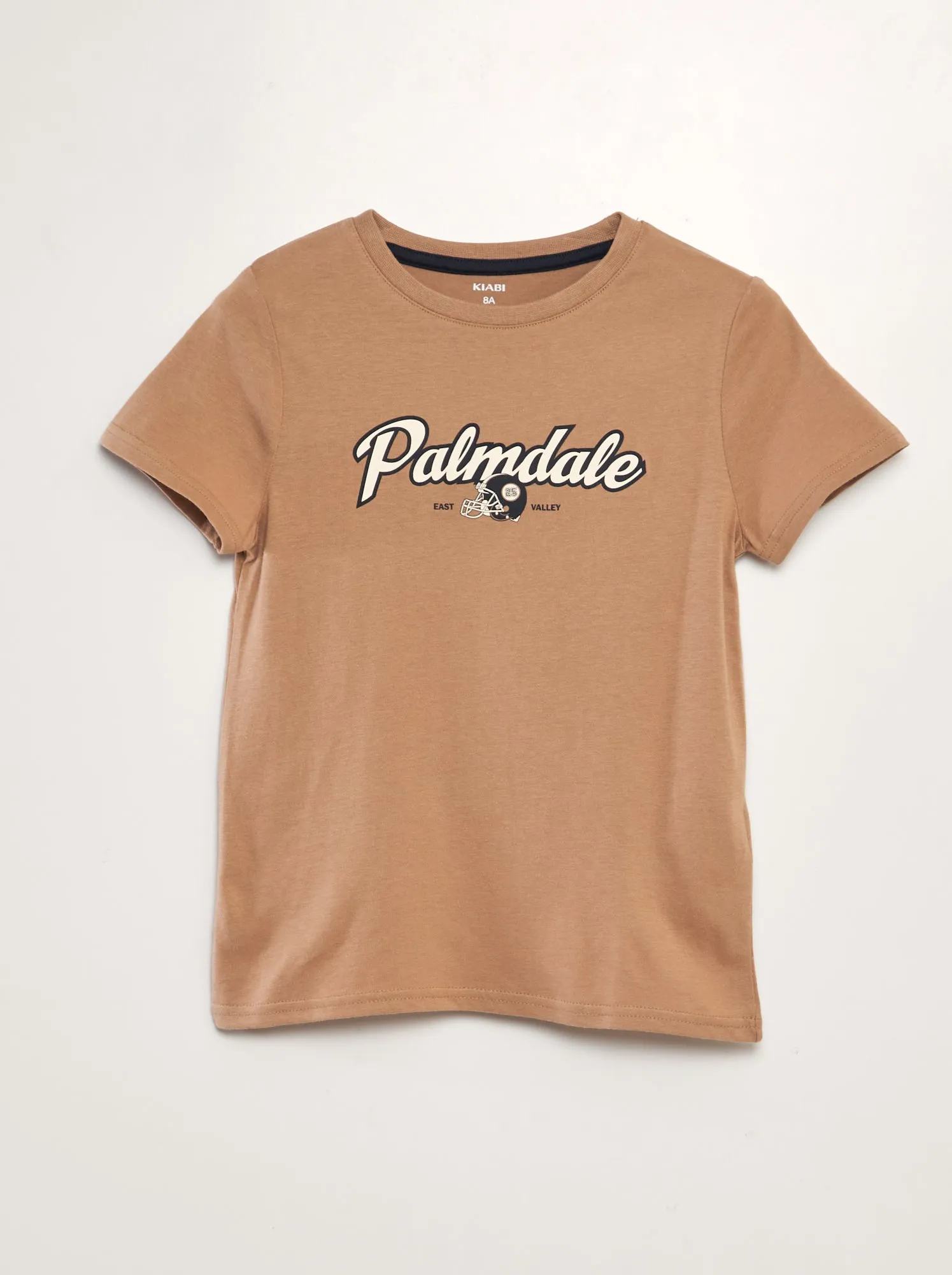 T-shirt in maglia jersey stampata - MARRONE