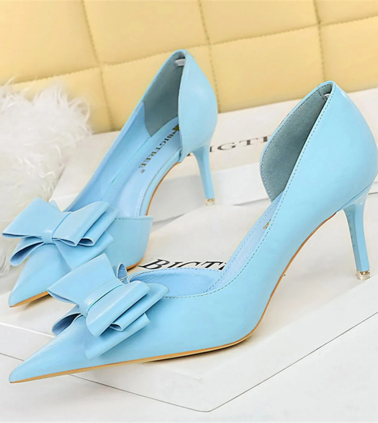 Tacchi da sposa donna 7,5 cm 10 cm Décolleté con tacco alto Scarpins Carino Kawaii Tacchi bassi corti Lady Fetish Blu Giallo Ros