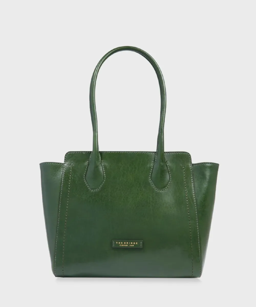 The Bridge Fiona borsa shopper, pelle cuoio verde inglese