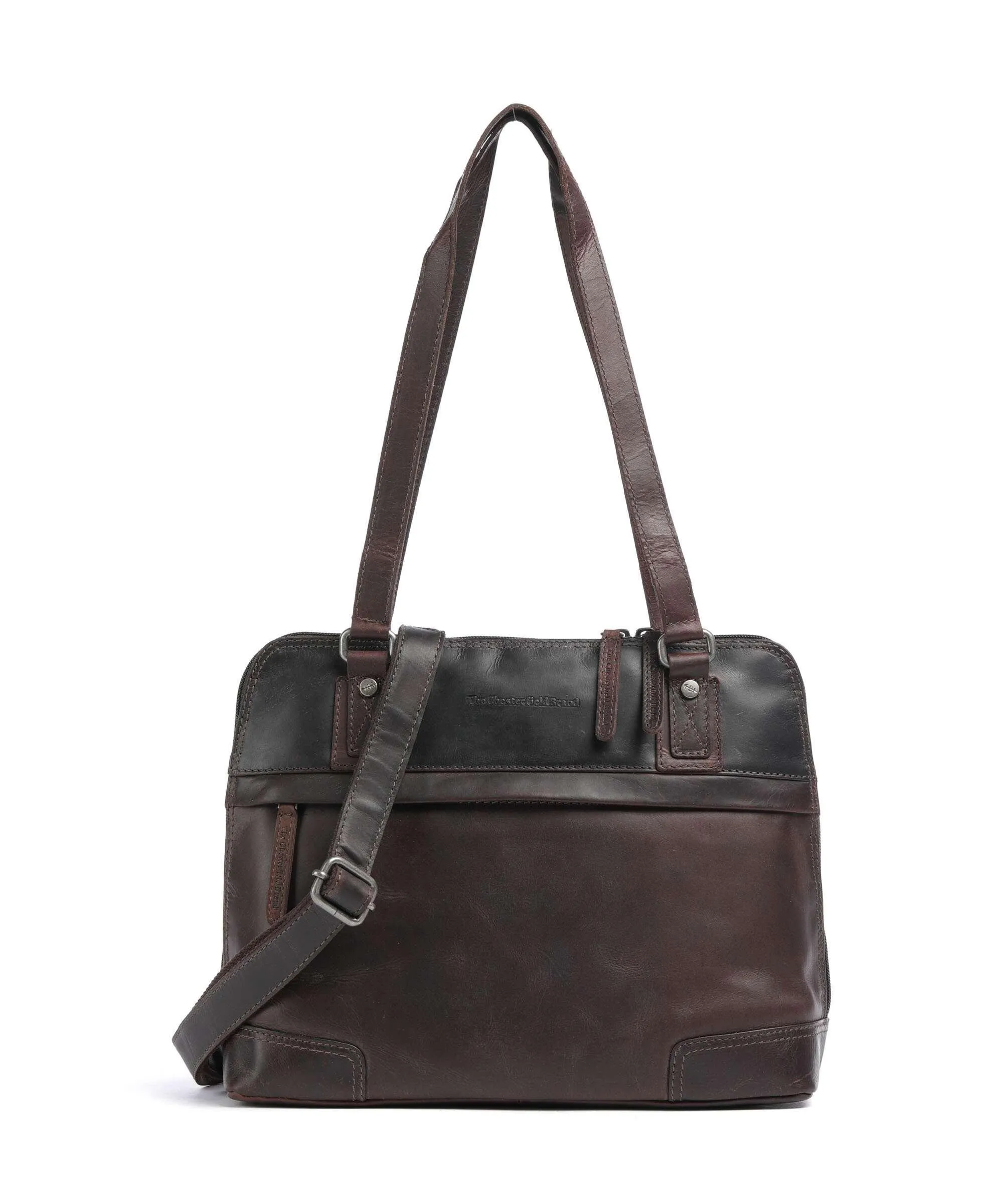  The Chesterfield Brand Cow Wax Pull Up Belgrado Borsa a spalla pelle bovina marrone scuro  