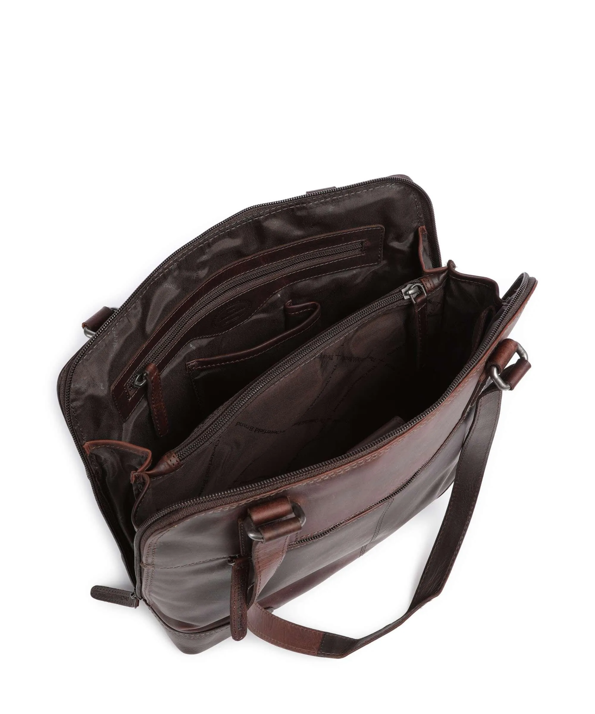  The Chesterfield Brand Cow Wax Pull Up Belgrado Borsa a spalla pelle bovina marrone scuro  