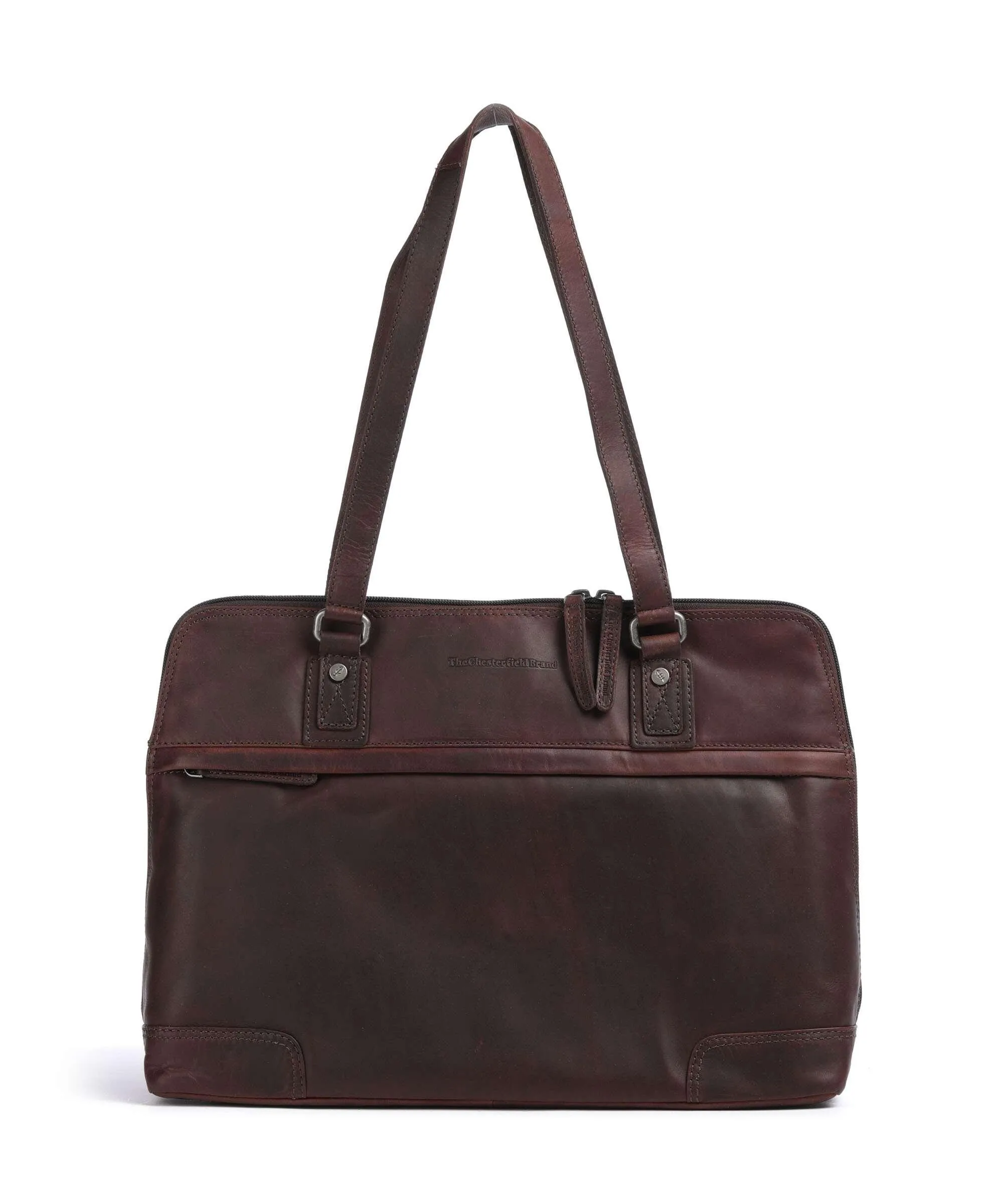  The Chesterfield Brand Cow Wax Pull Up Branson Borsa a spalla 14″ pelle bovina marrone scuro  