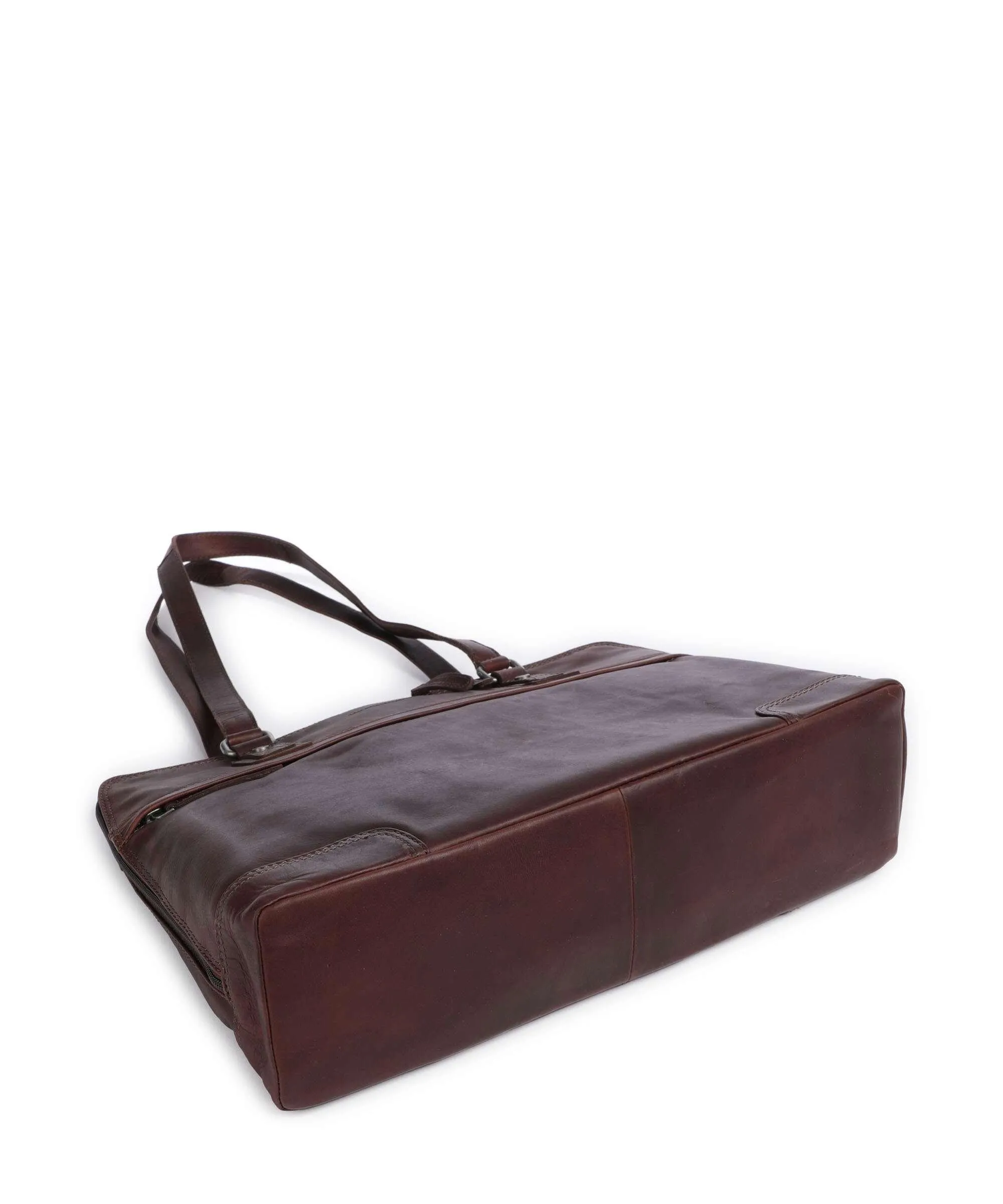  The Chesterfield Brand Cow Wax Pull Up Branson Borsa a spalla 14″ pelle bovina marrone scuro  