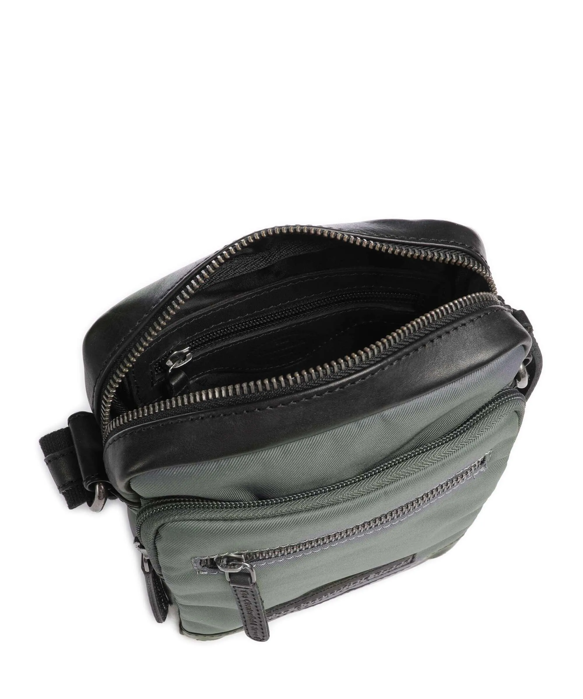  The Chesterfield Brand Fusion Karlstad Borsa a tracolla nylon, pelle grigio-verde  
