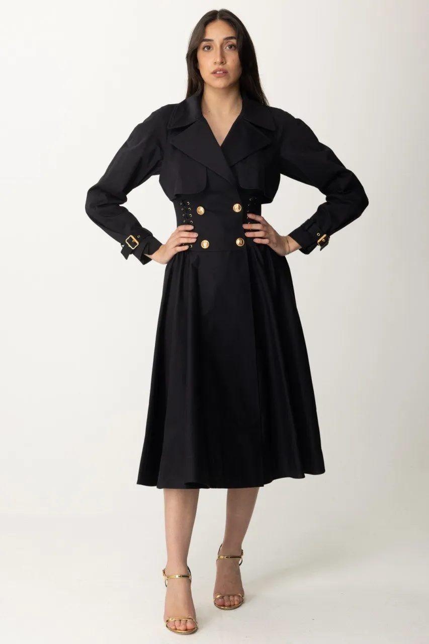 Trench doppiopetto cotone Nero