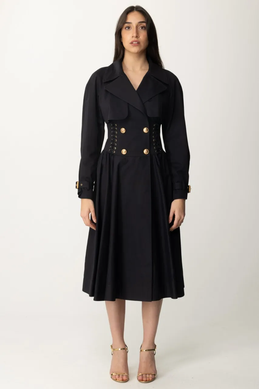 Trench doppiopetto cotone Nero