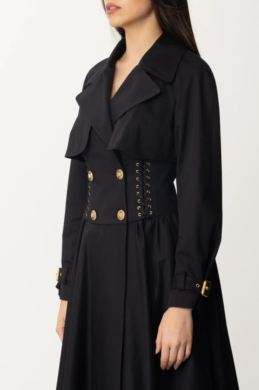 Trench doppiopetto cotone Nero