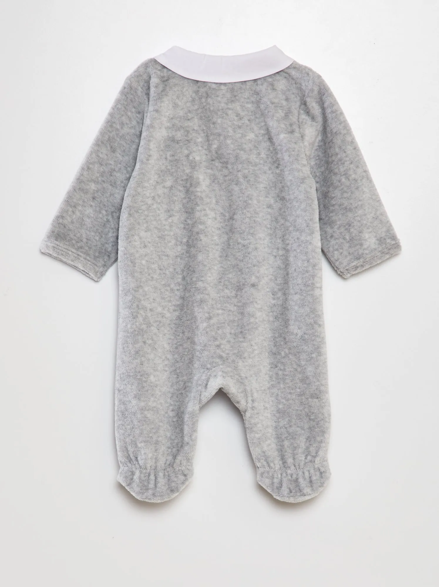 Tutina in velluto con colletto claudine - GRIGIO