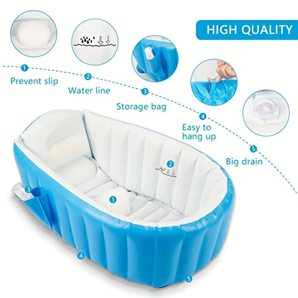 Vasca da bagno gonfiabile per bambini portatile da 1 pezzo - Mini piscina ad aria antiscivolo, adatta ai viaggi, per bambini, Na