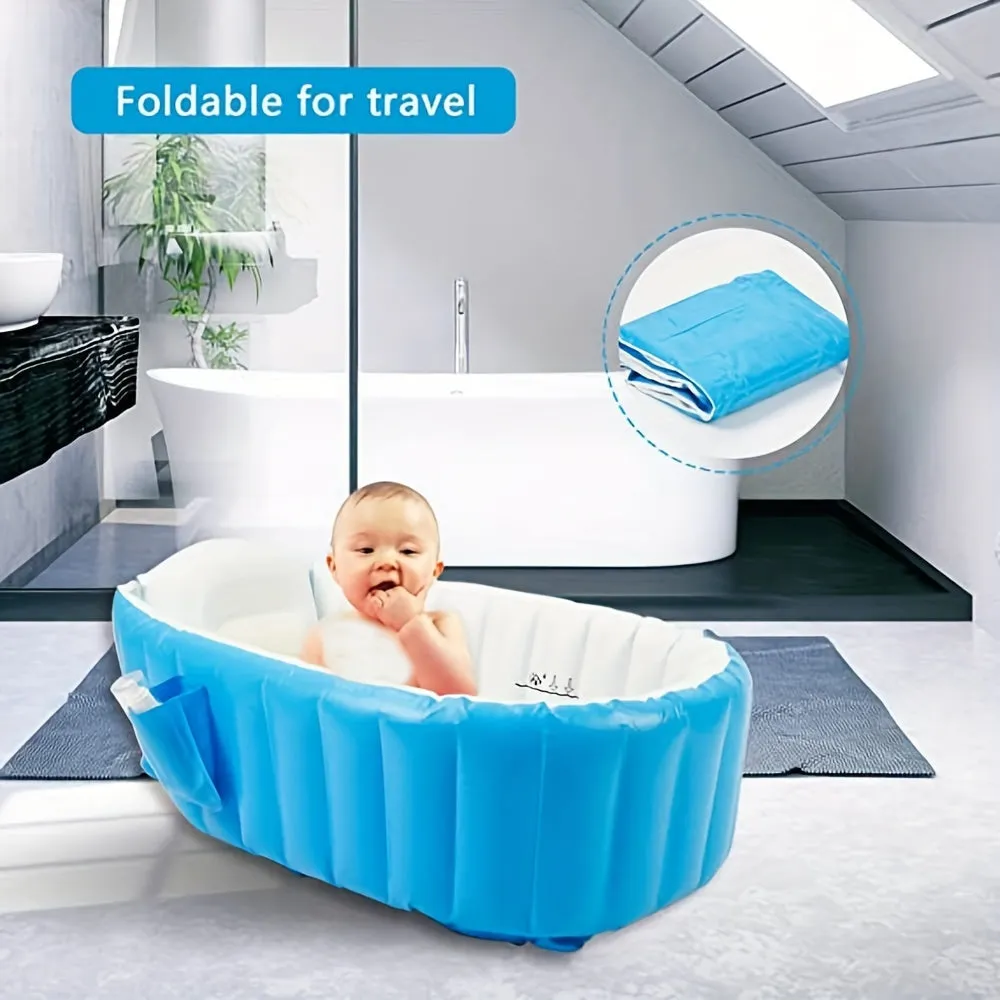 Vasca da bagno gonfiabile per bambini portatile da 1 pezzo - Mini piscina ad aria antiscivolo, adatta ai viaggi, per bambini, Na