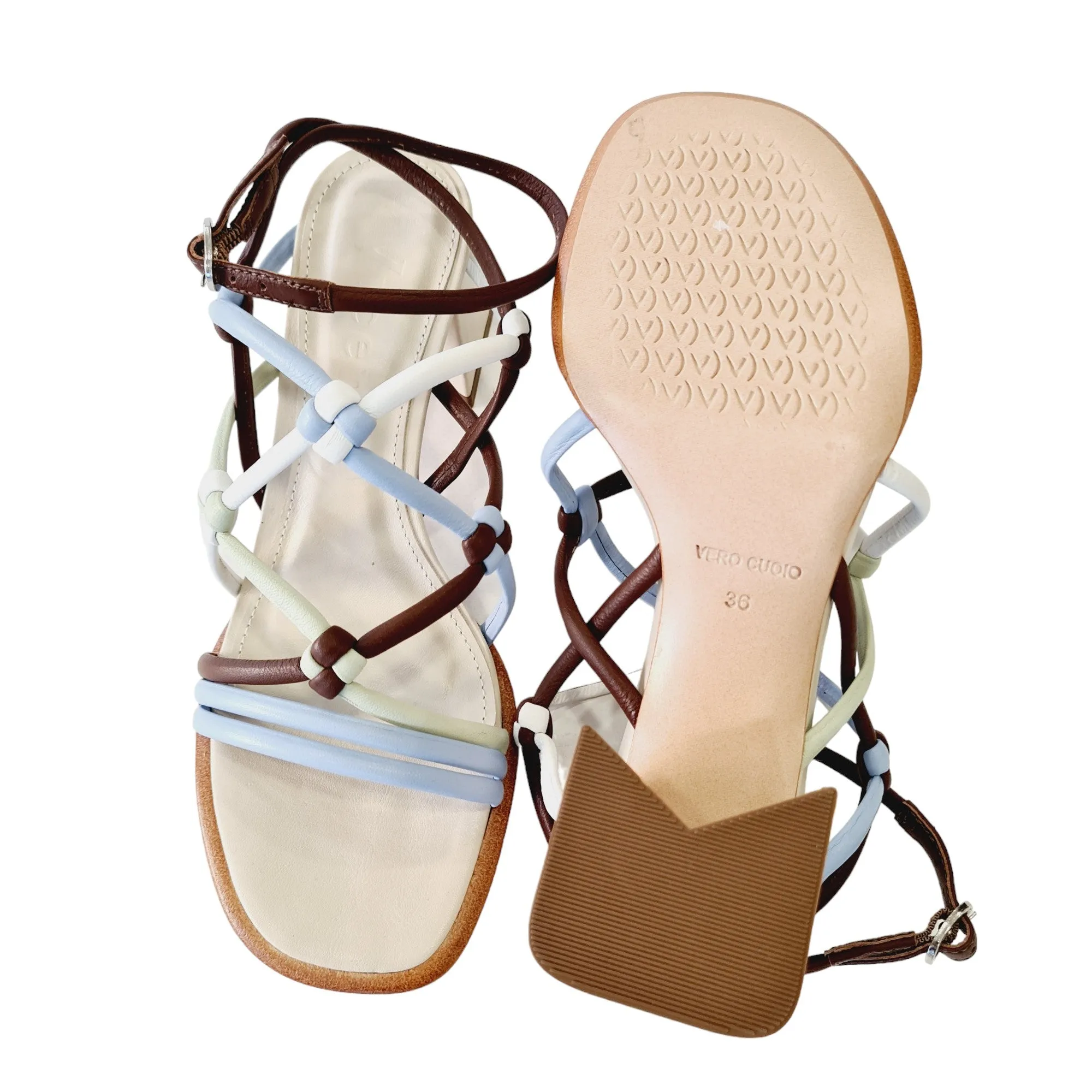 Vicenza Sandalo Donna Celeste-Bianco-Verde-Marrone rif.138