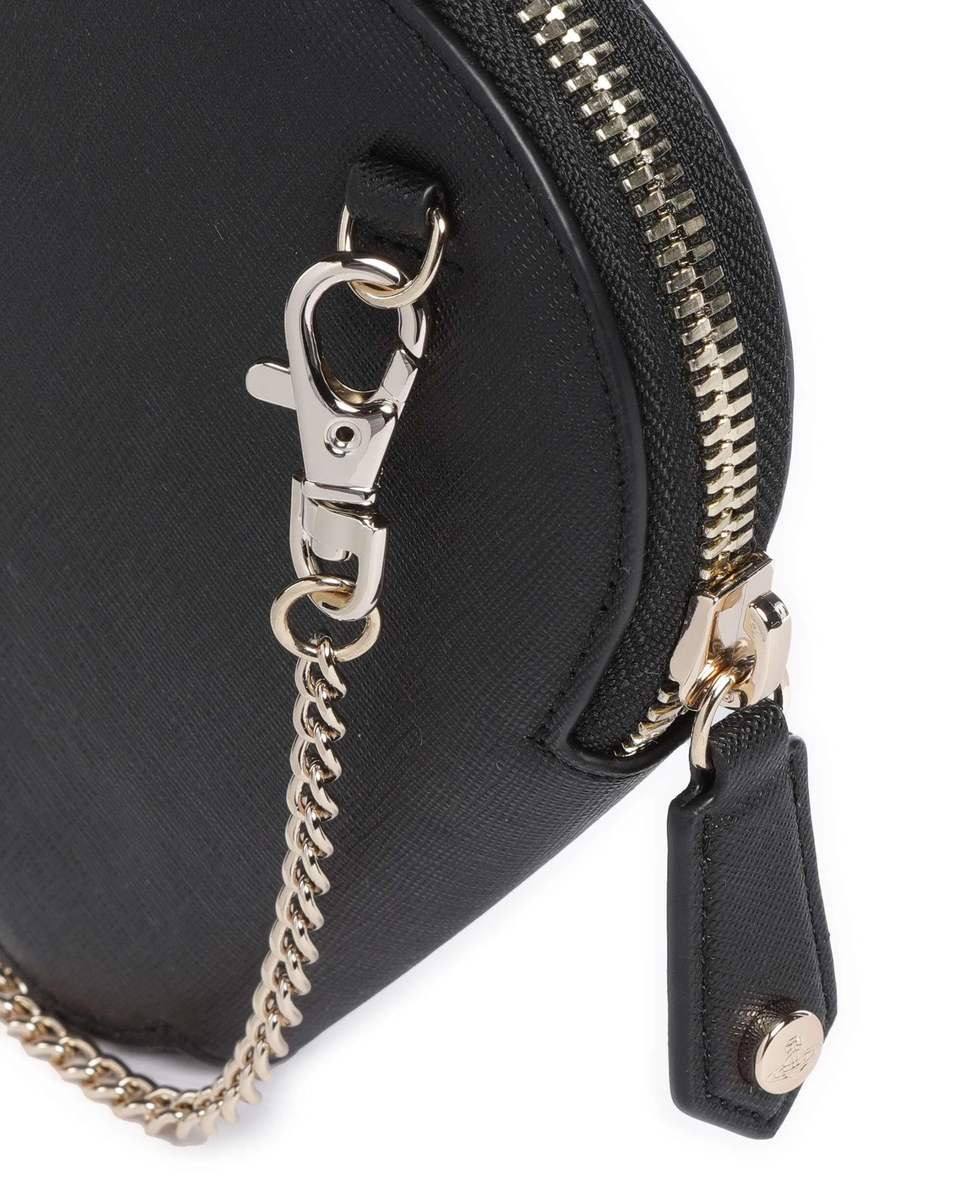  Vivienne Westwood Saffiano Heart Borsa a tracolla pelle di vacchetta finemente grana nero  