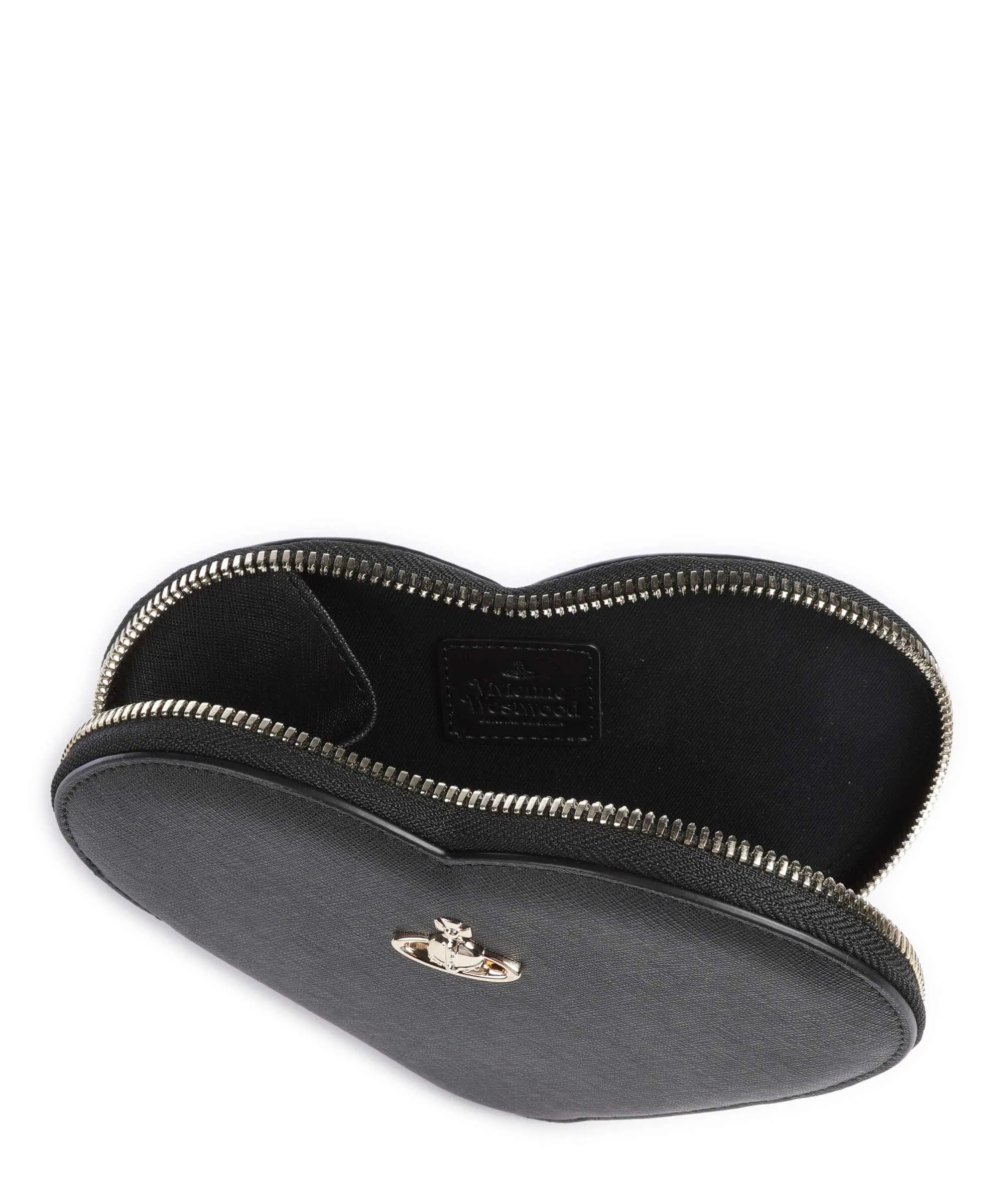 Vivienne Westwood Saffiano Heart Borsa a tracolla pelle di vacchetta finemente grana nero  