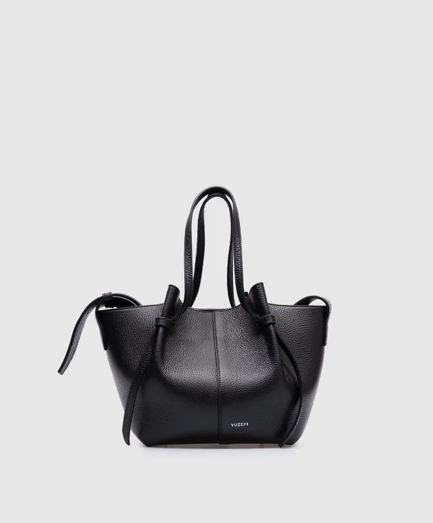 YUZEFI Borsa tote SQUARE MOCHI in pelle nera SQUAREMOCHI