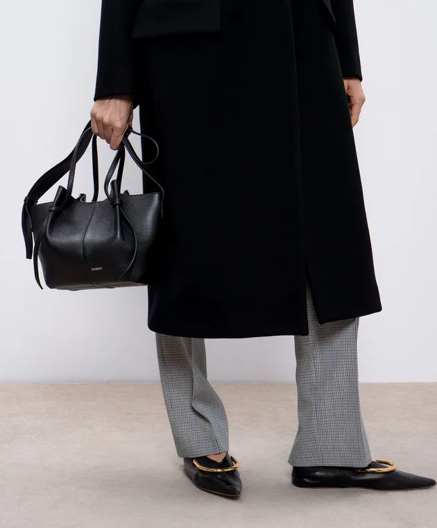 YUZEFI Borsa tote SQUARE MOCHI in pelle nera SQUAREMOCHI